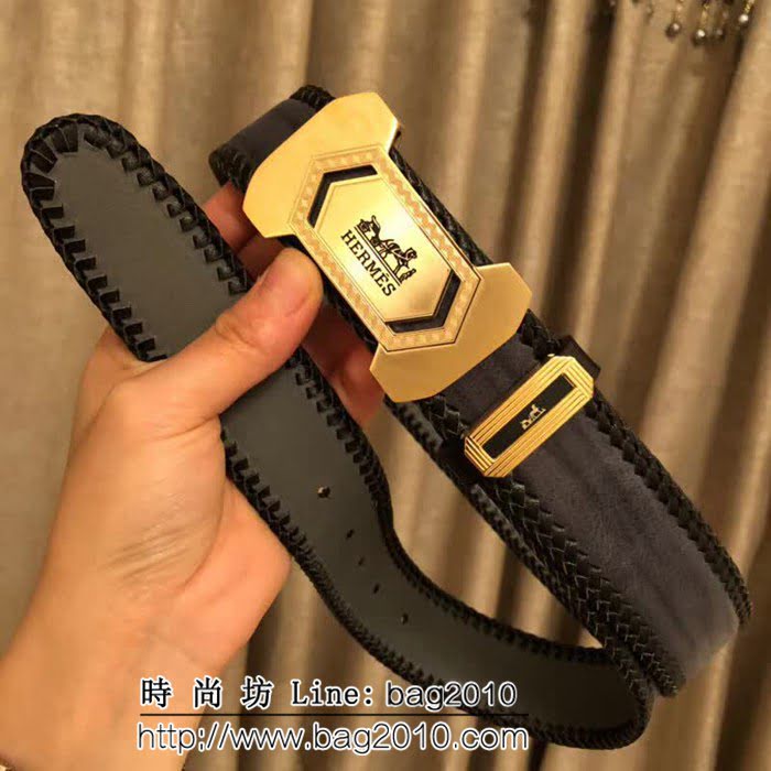 愛馬仕HERMES 義大利進口頭層手工編織小牛皮 高端男士皮帶 HHG1440
